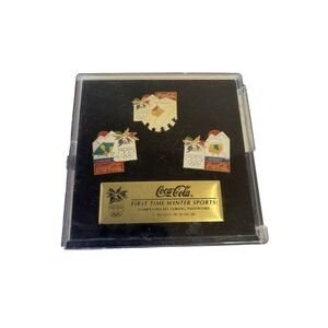 Coca Cola First Time Winter Sports 1998 Collectors Vintage 3 Pins USA OLYMPIC